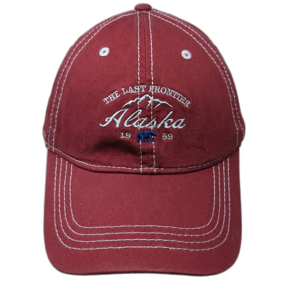 Prairie Mountain Baseball Cap Red One Size Alaska Last Frontier Slideback Hat